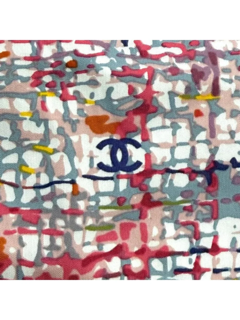 Chanel 05C Tweed CC Logo Print Swimwear Top Multi 40